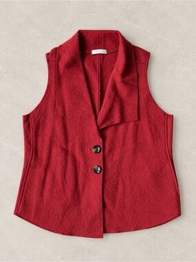 NWT Cut Loose Women Red Wool Button Font Vest LARGE Boho Cottagecore Folk